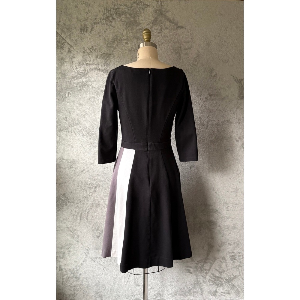 Boden Dress 6 Black Colorblock Fit Flare Mod Professional Office Retro Stretchy - Picture 6 of 13